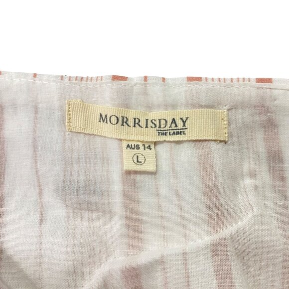 MorrisDay The Label L Pink Striped Midi Dress Spaghetti Strap Keyhole Tie Bust - Picture 10 of 16
